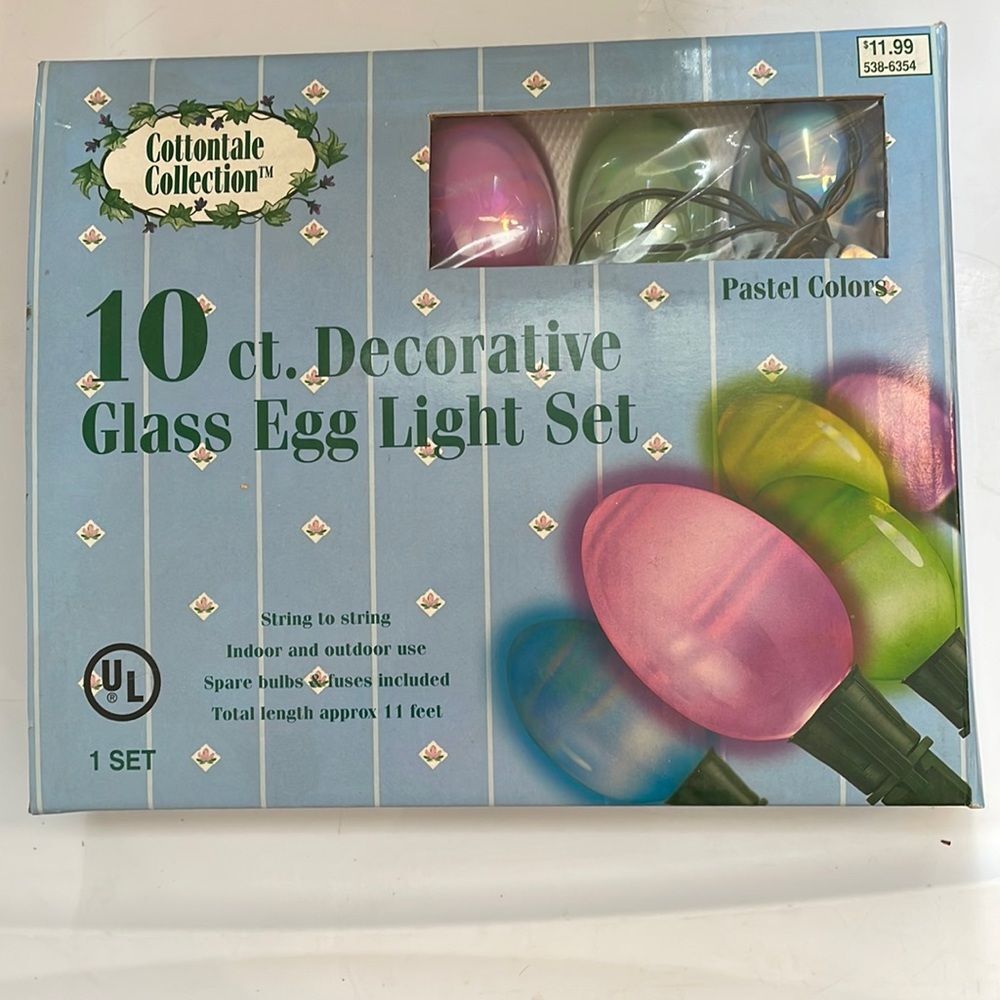 Vtg new in box 2001 Cottontale Collection 10 Decorative Glass‎ Egg light set